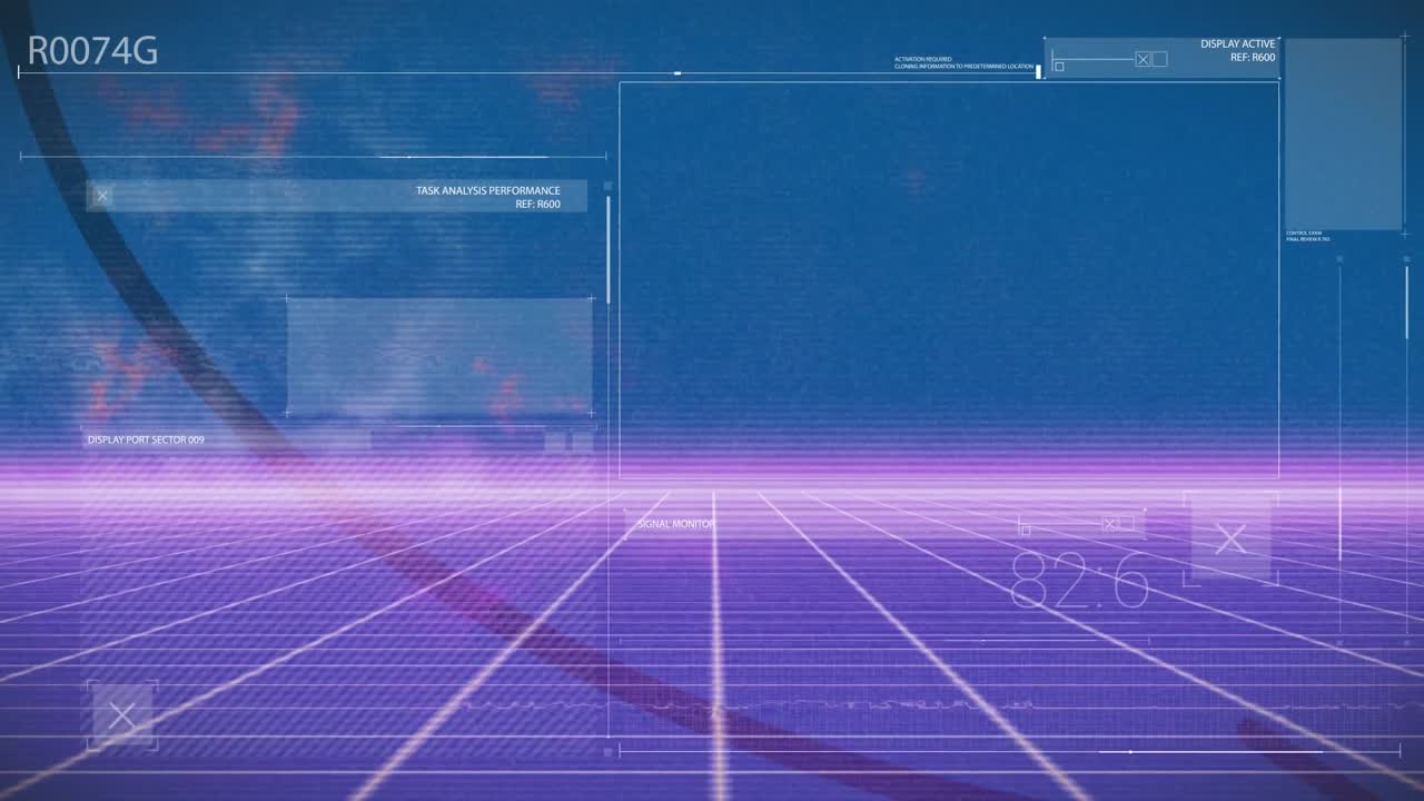 Animation of data processing on blue background