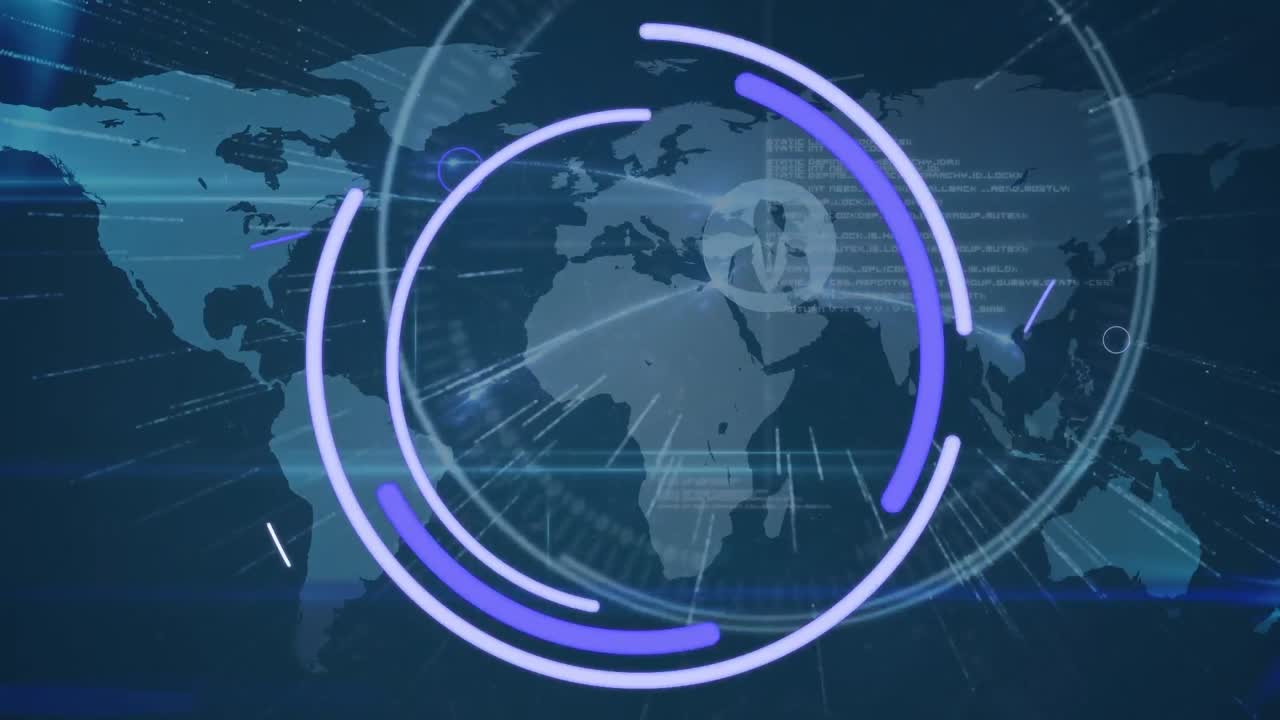 animación del procesamiento de datos sobre un fondo azul