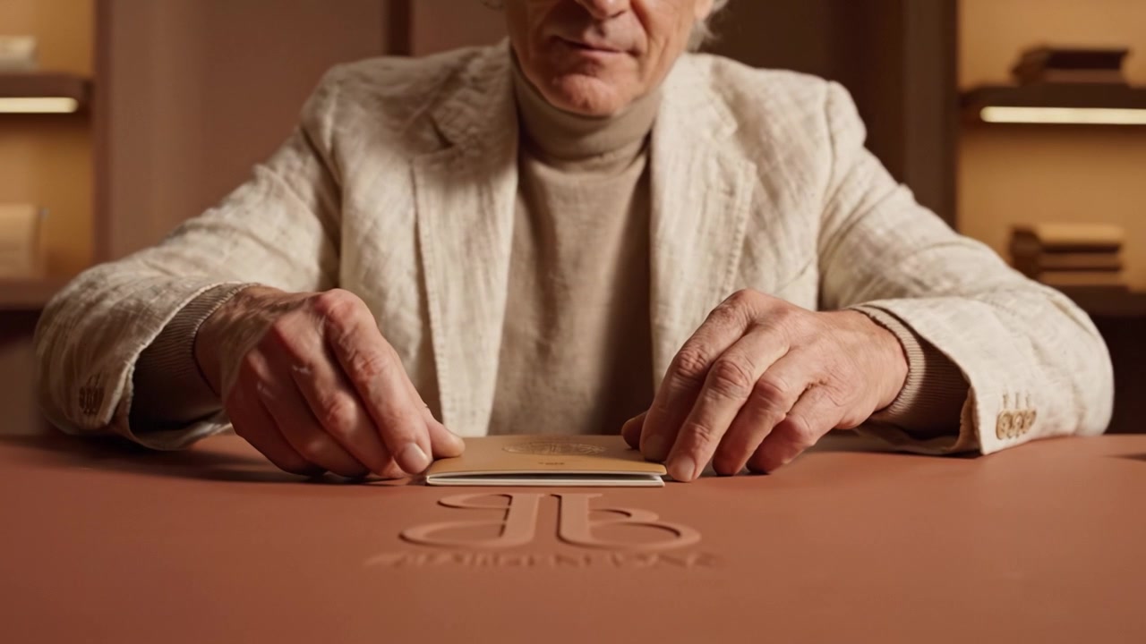 Un momento introspettivo: un uomo in giacca leggera tiene un libro, immerso in una riflessione pensierosa in un ambiente caldo e accogliente con illuminazione soffusa.