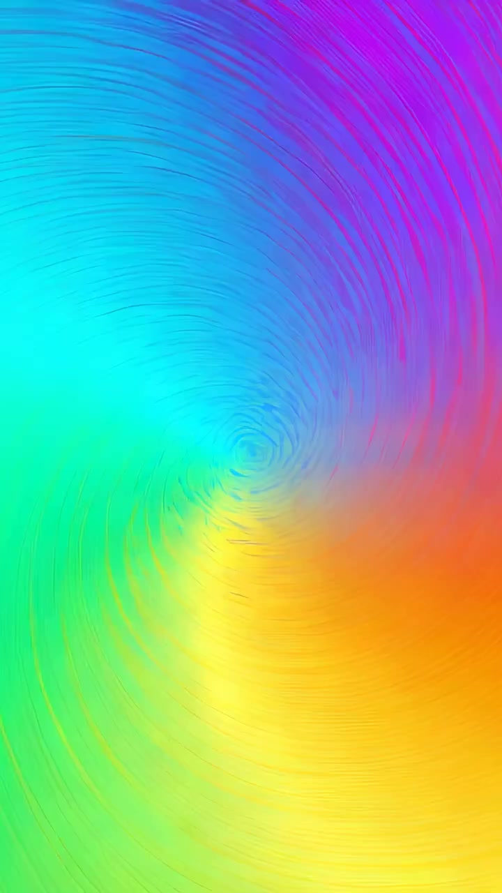 Vertikales Video: Multicolor-Ripple-Animation, die sich im Uhrzeigersinn auf einem Hintergrund dreht und einen pulsierenden Tunnel erzeugt