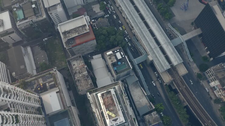 Tracking Over Sathorn Station in Bangkok