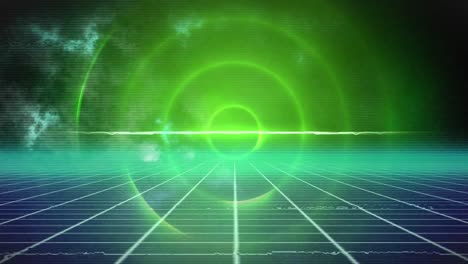 animation of glowing circles in green space