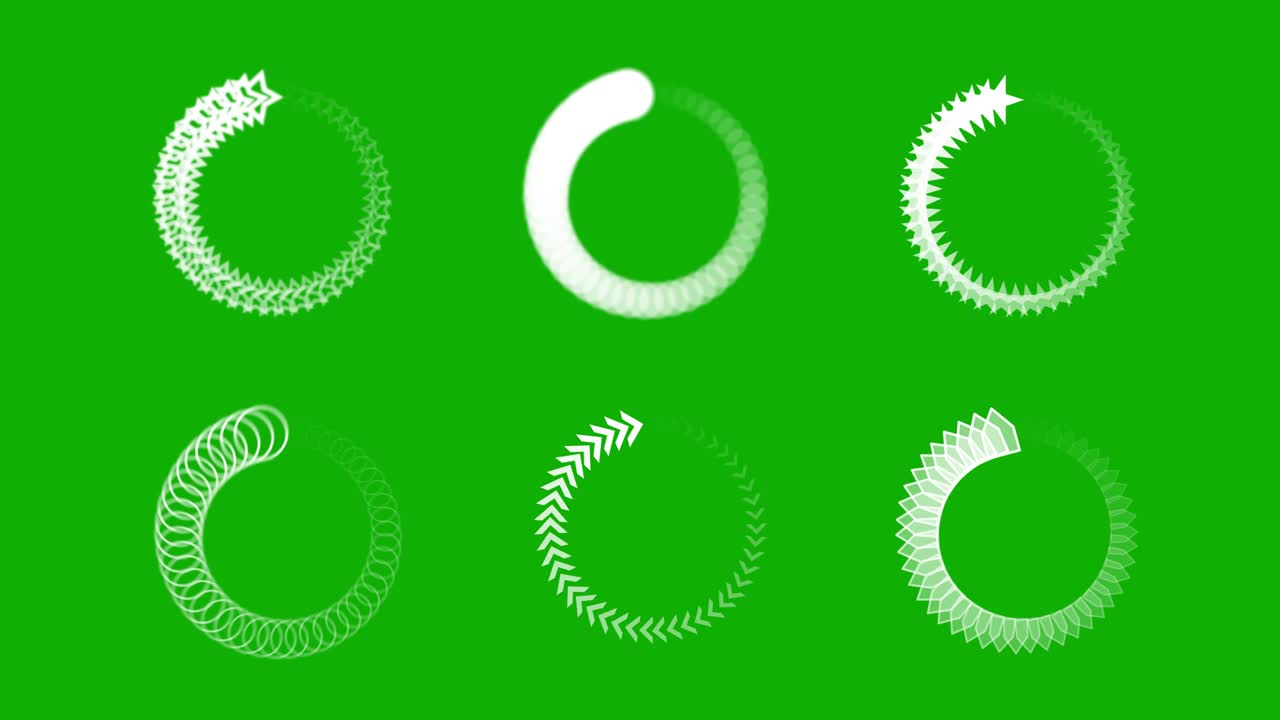 Different loading processes motion graphics with green screen background