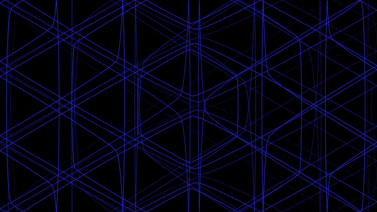 Simple animation of wave network for intros or your art. Animated blue lines on black background