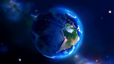 earth from space with nebulae and stars