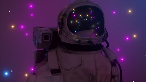 astronauta en traje espacial con luces de colores
