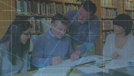 professors studying in a library