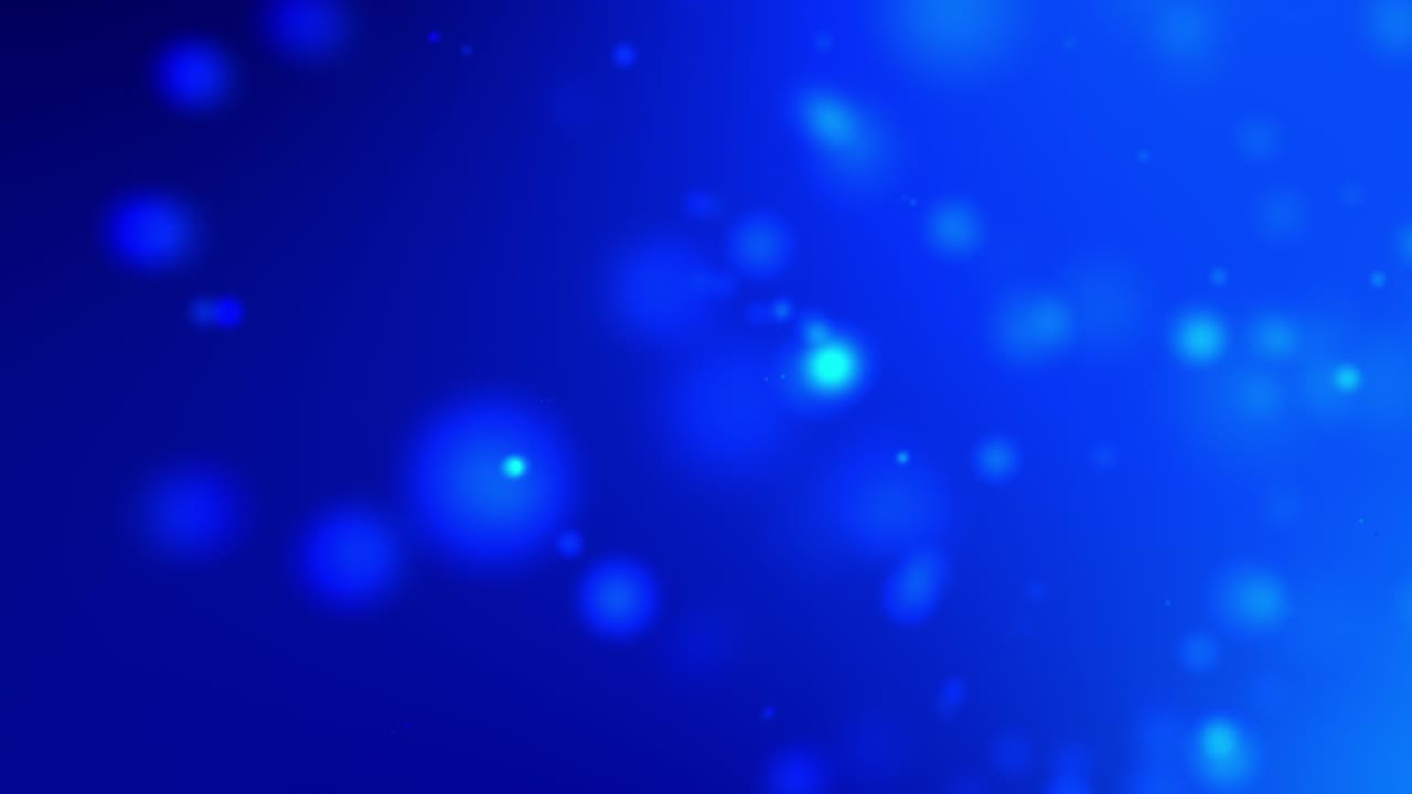 rayos de luz azul claro de 4k, bokeh flotando en azul oscuro, fondo de gradiente en movimiento. animación en 3d en bucle de partículas dinámicas girando en el aire con video bokeh