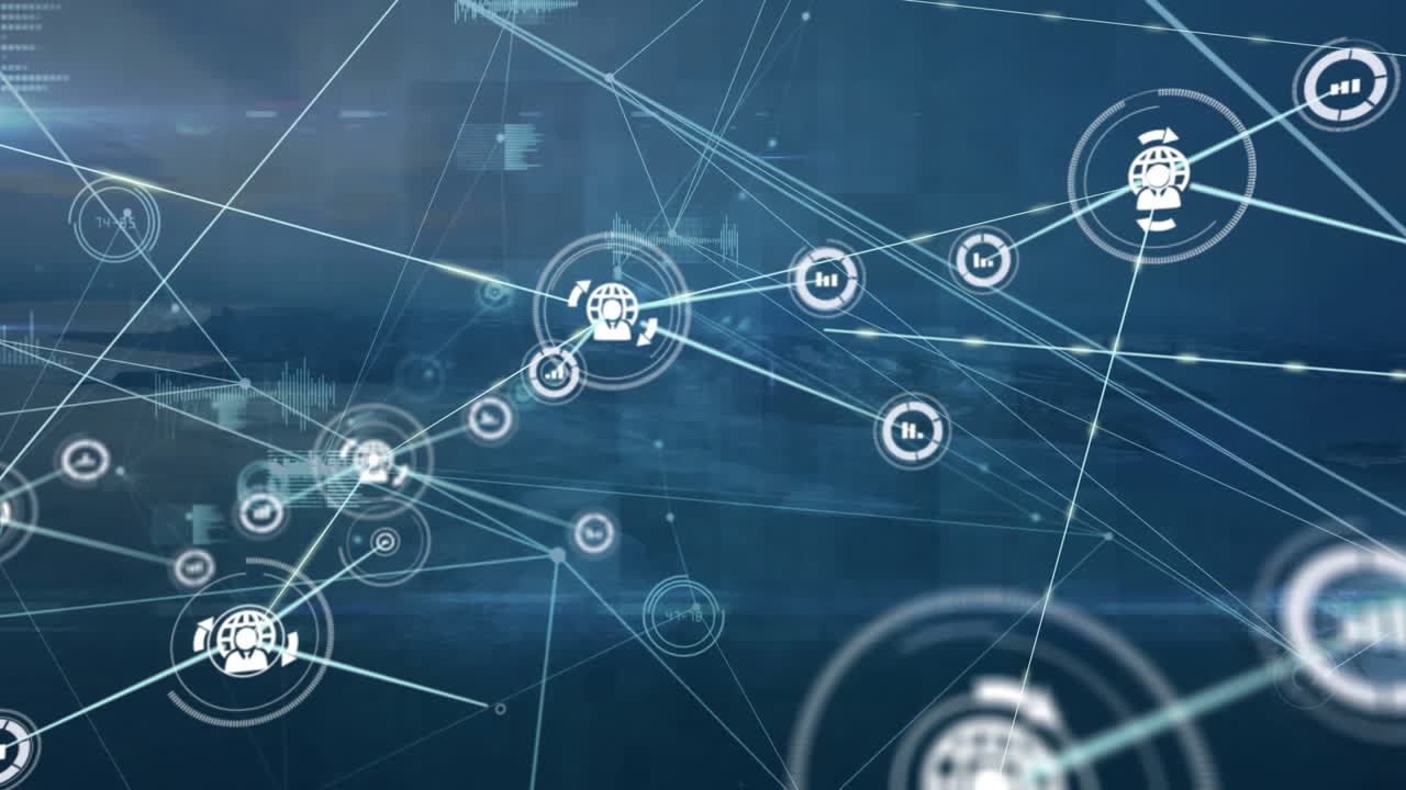 animación de redes de conexiones con iconos