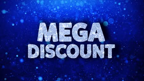 mega discount blue text greetings card abstract blinking sparkle glitter particle looped background