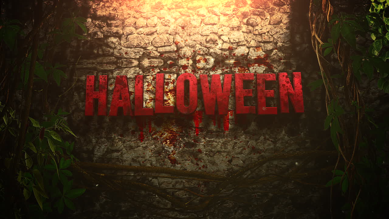 halloween con sangre roja oscura en el bosque místico