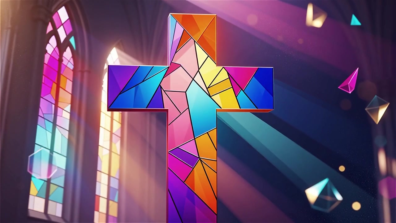 Cruz Cristiana con Luz Celestial, Fondo para Adoración.