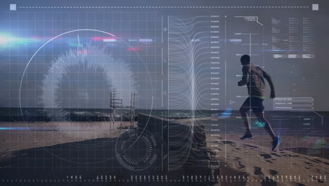 animación del procesamiento de datos sobre el hombre apto corriendo