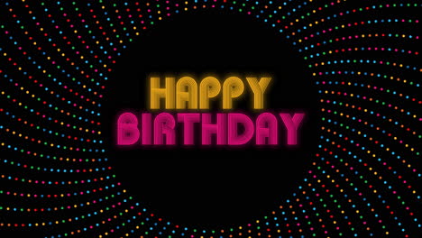 primer plano animado texto de feliz cumpleaños con confeti en el fondo de vacaciones