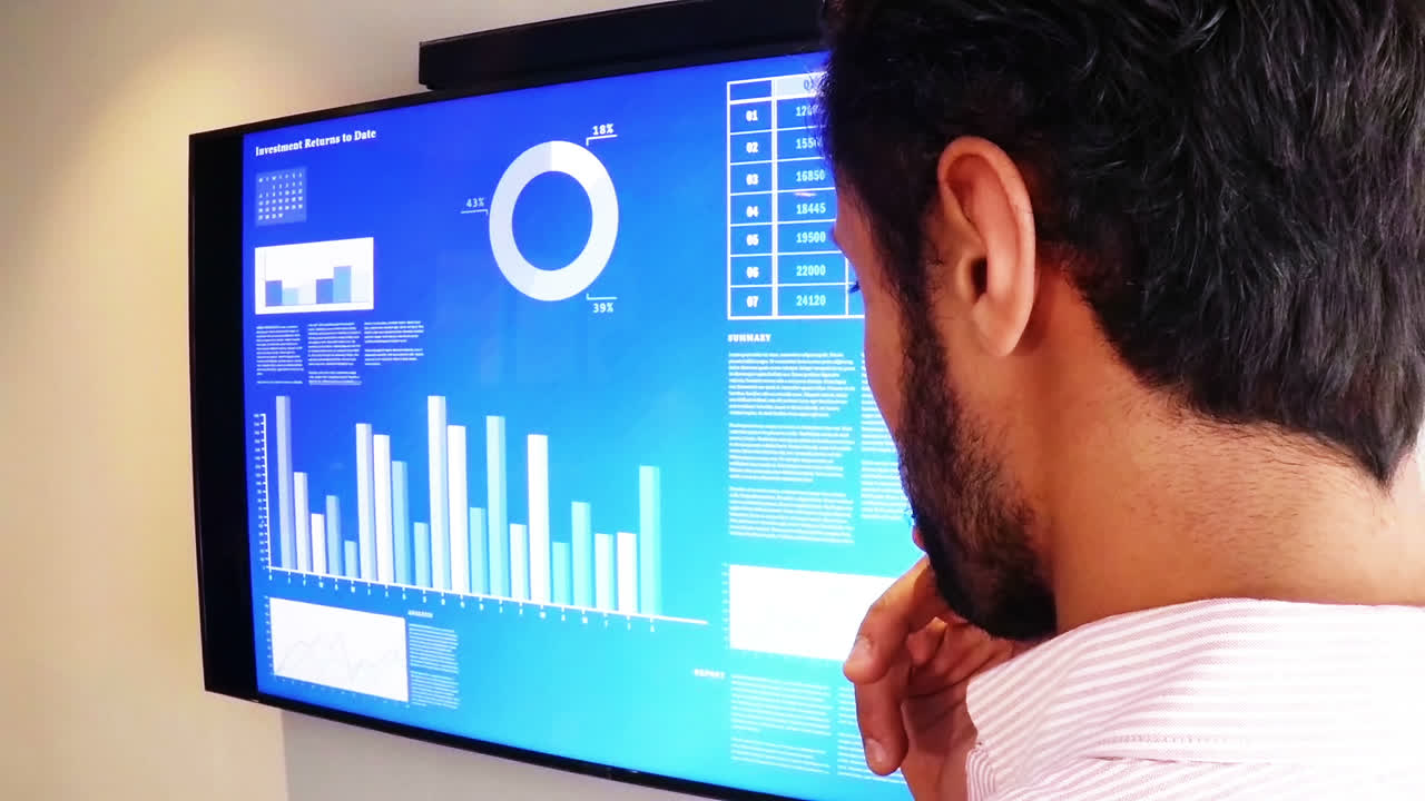 ejecutivo de negocios masculino mirando el gráfico