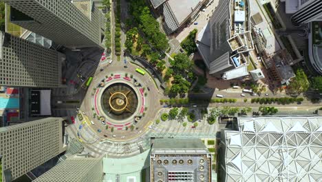 singapore landmark financial business district with skyscraper. fountain of wealth at suntec city in singapore. motion circle of traffic in center