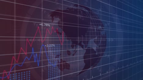 Animación-De-Datos-Financieros-Y-Gráficos-Sobre-Un-Globo-Giratorio.