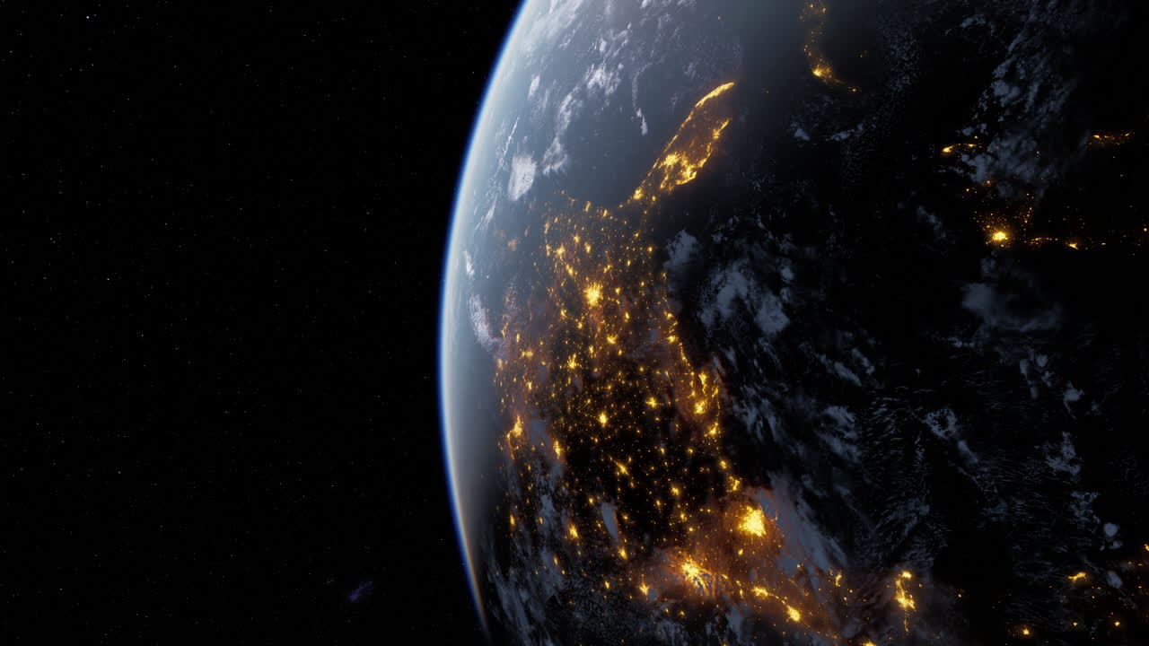 la tierra por la noche desde el espacio