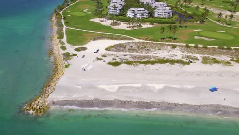 high aerial of captiva beach with blue ocean