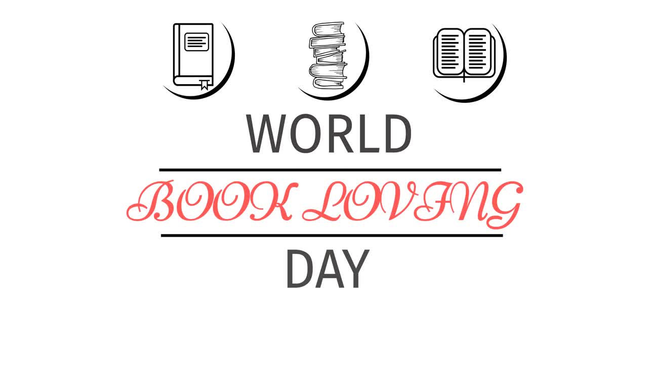 ⁇ 색 배경 위에 세계 책 사랑의 날 텍스트의 애니메이션