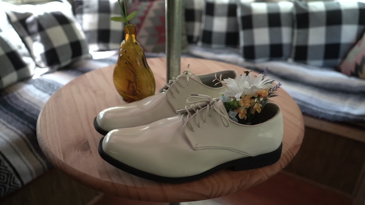 ⁇ 색 결혼 신발 신랑 가죽 결혼 스 ⁇  비디오 영상