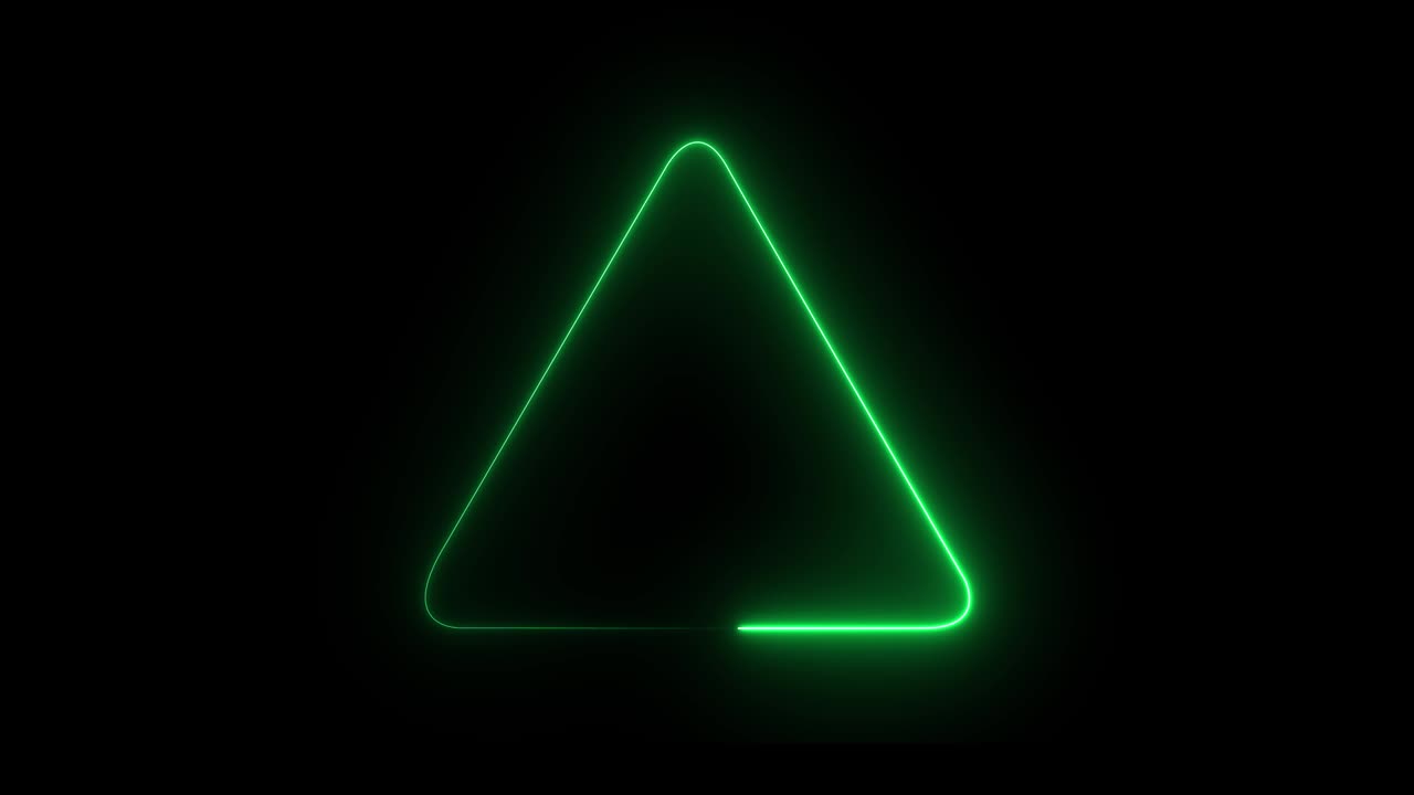 Neon Progress Loading Triangle Form on Black Background Four Colors