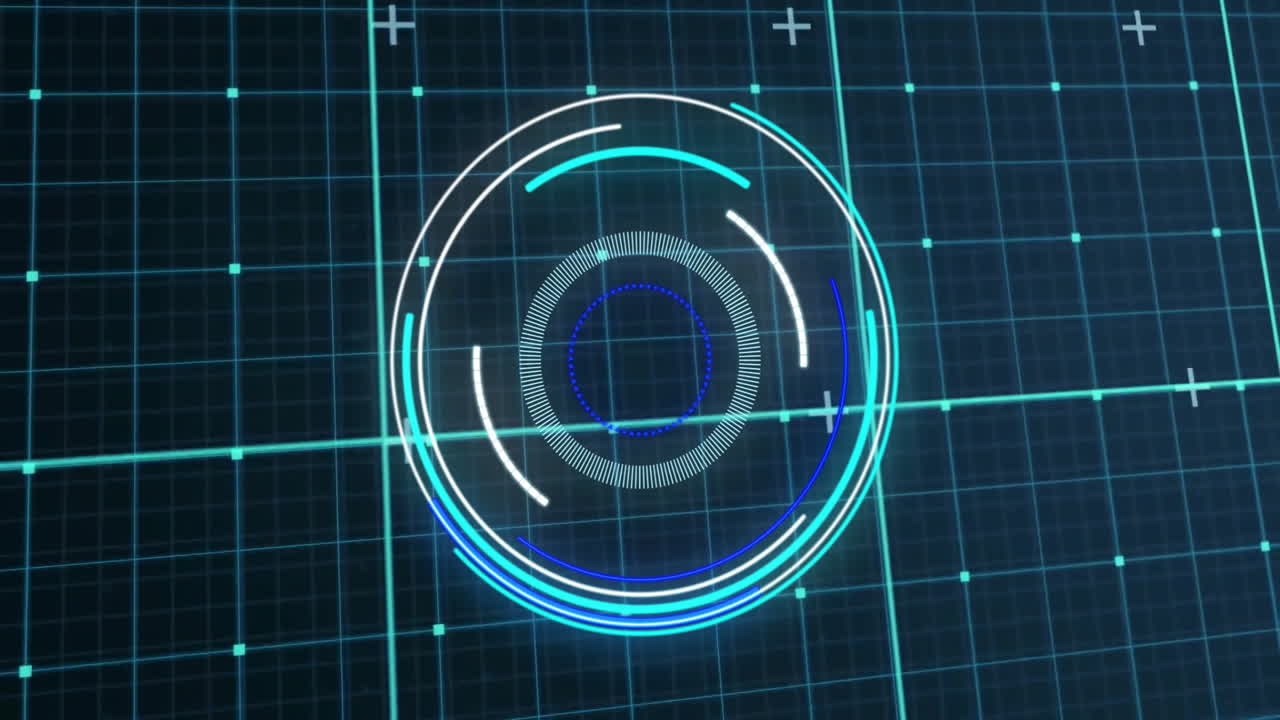 animación del escaneo del alcance y el procesamiento de datos sobre la cuadrícula