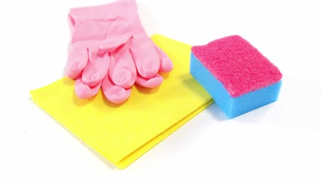 Cleaning-sponge,-cloth-and-gloves