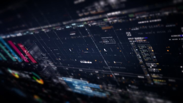 Business stock market, trading, info graphic with animated graphs, charts and data numbers insight analysis to be shown on monitor display screen for business meeting mock up theme
