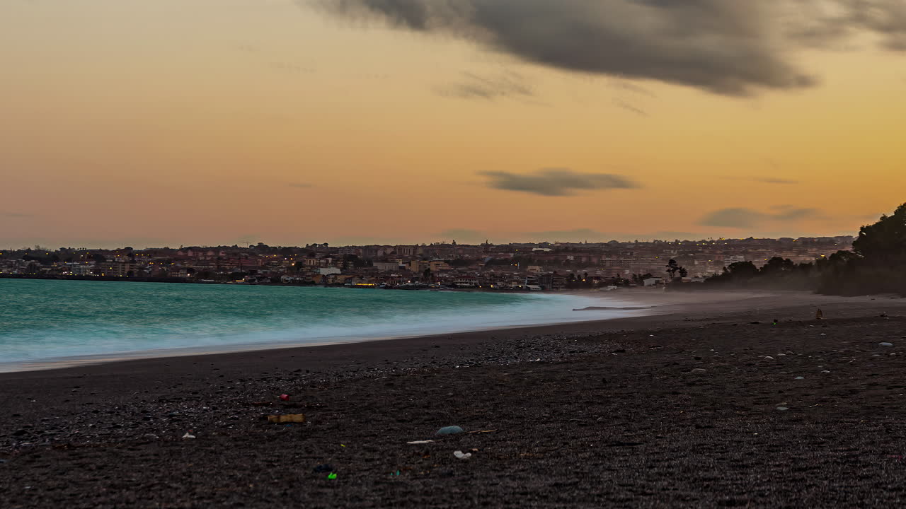 marea mare schiuma brezza onde italia sicilia timelapse mezzanotte