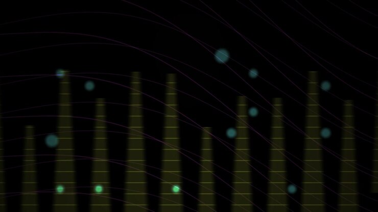 Abstract Digital Audio Visualizer with Floating Particles and Wavy Lines