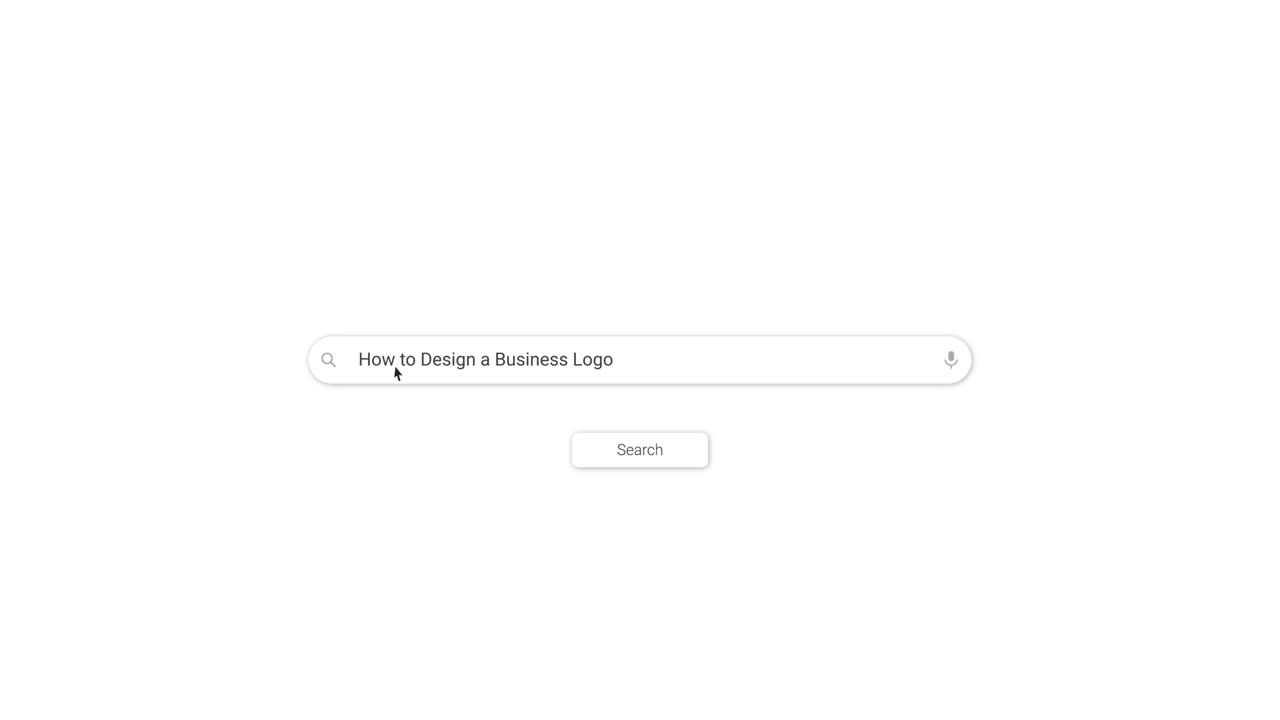 Mouse Cursor Typing 'How to Design a Business Logo' into Search Bar