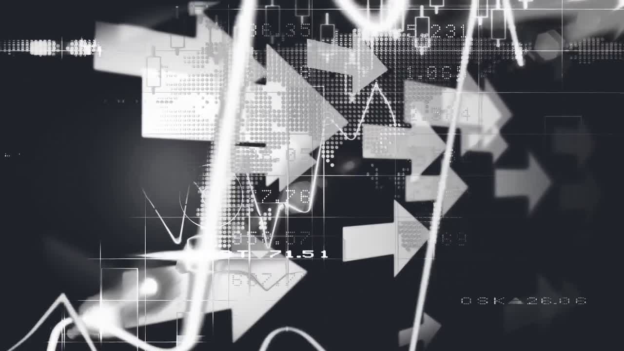 검은 바탕의 데이터와 함께 오른쪽으로 가리키는 화살표