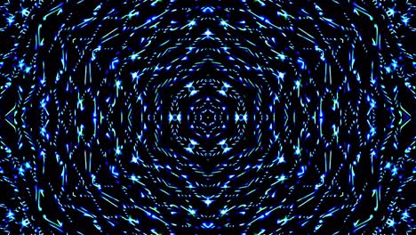 ondata di luce punti astratti impostati colore blu caleidoscopio sfondo nero