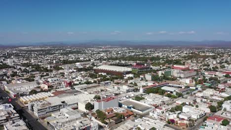 culiacan sinaloa, city of mexico, wide drone view from sky, tomateros stadium, downtown