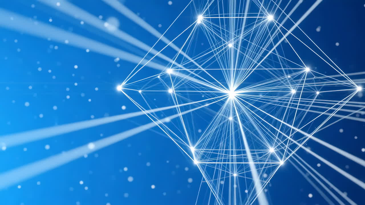 Abstract Geometric Network on Blue Background