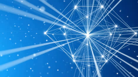 abstract geometric network on blue background