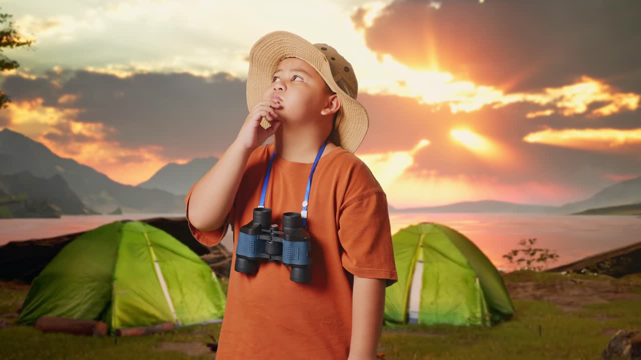 Child Explorer at Sunset Camping Trip
