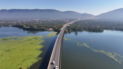 traffic over bridge at hartbeespoort in north west south africa