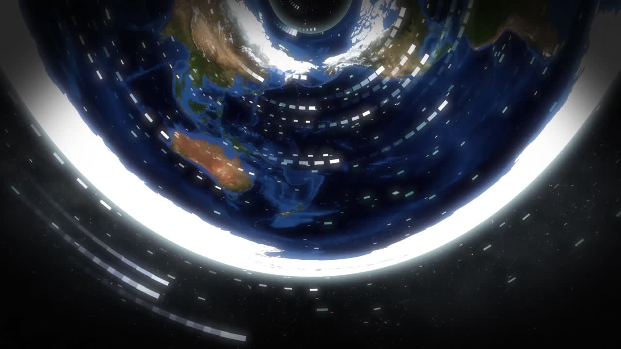animación del procesamiento de datos sobre el mapa del mundo