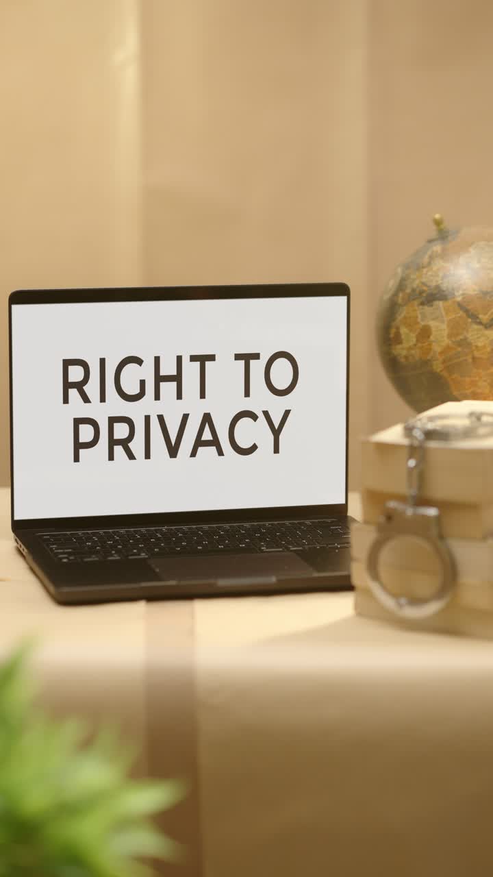 VERTICAL VIDEO OF RIGHT TO PRIVACY DISPLAYED IN LEGAL LAPTOP SCREEN