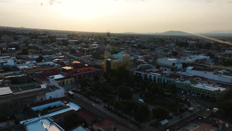 aerial view of a historic mexican town at sunset