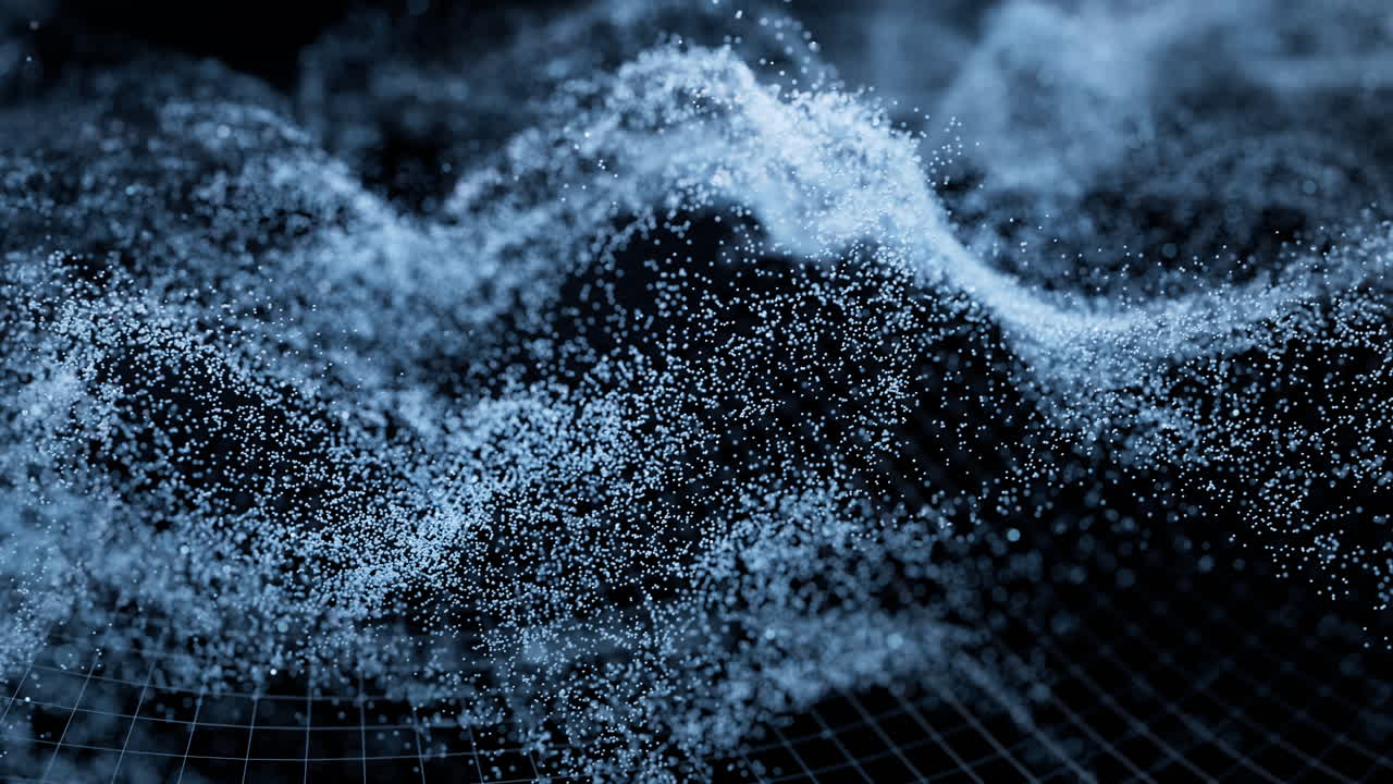 fondo de partículas de onda abstracta, renderización en 3d.