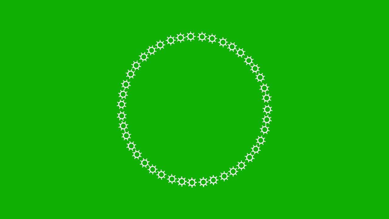 engranajes giratorios gráficos de movimiento de patrón circular con fondo de pantalla verde