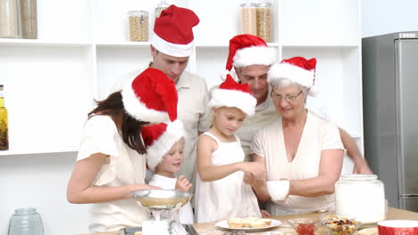 family doing their christmas baking at home