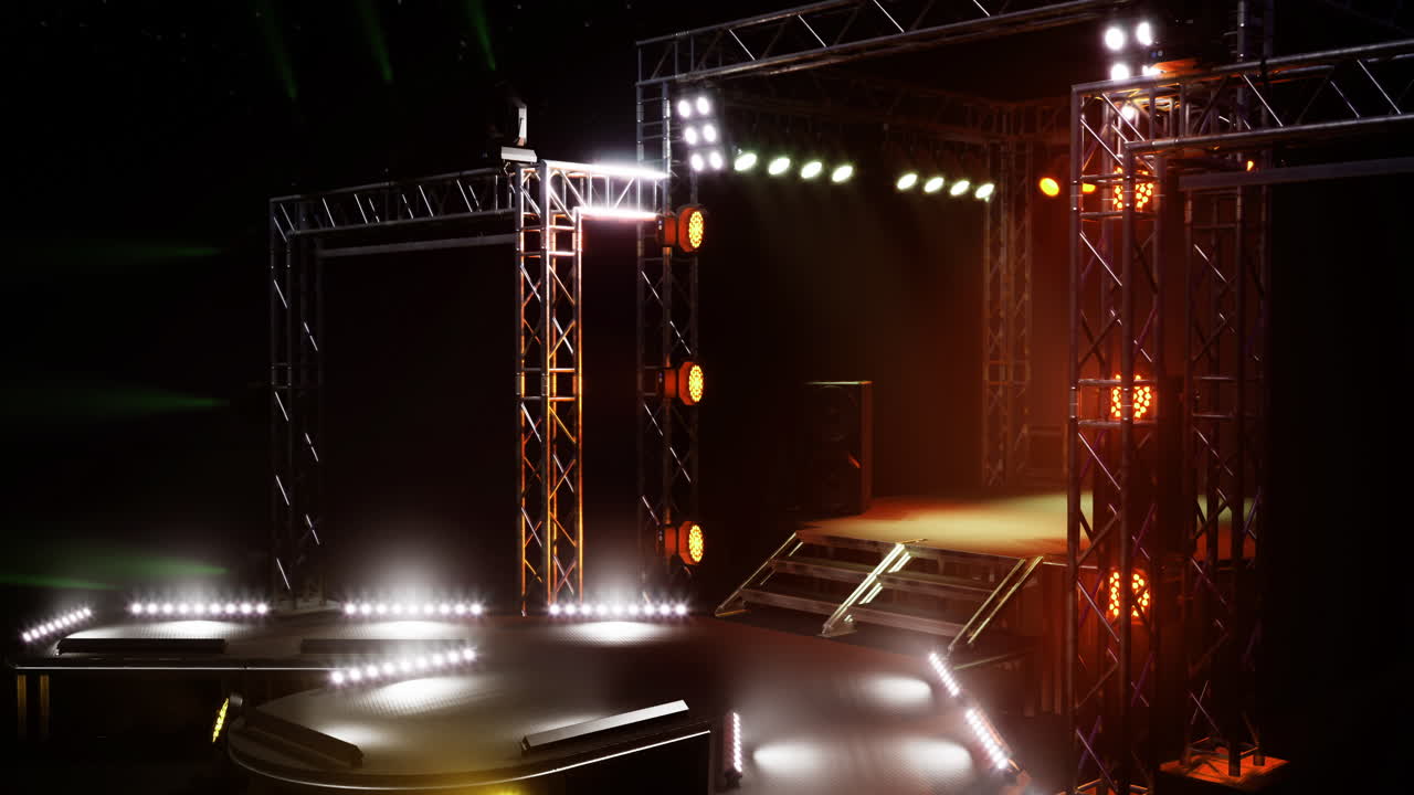 Stage setup with bright lighting effects for a live performance event