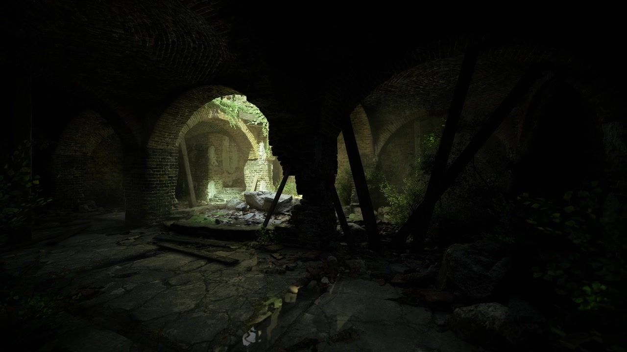 Santuario sotterraneo scintillante con vivaci sentieri ascendenti per la pace