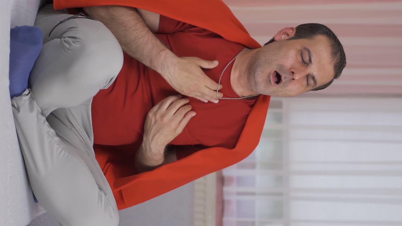 vídeo vertical del paciente pulmonar está experimentando dificultad para respirar.