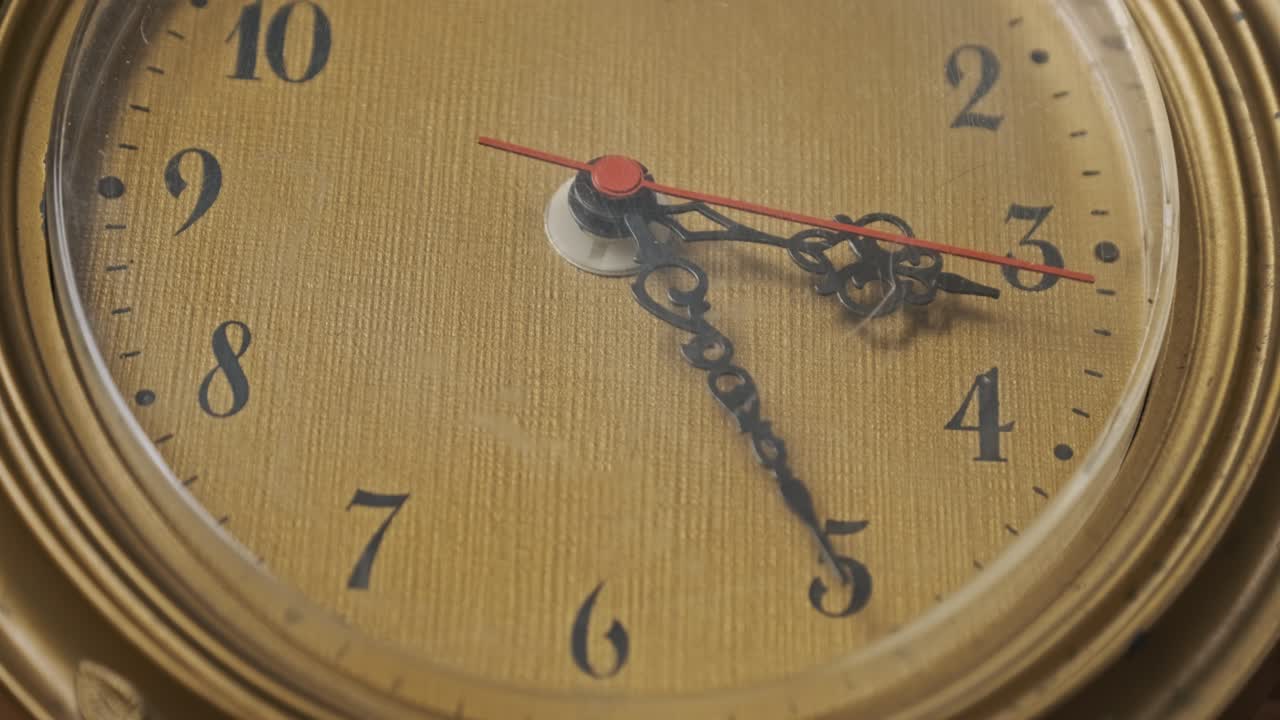 Vintage Wall Clock with Moving Second Hand, Close-Up