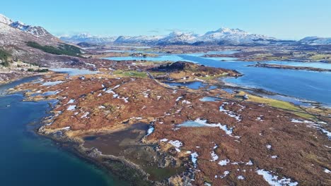 Aerial-view-of-Lofoten-Islands-beautiful-landscape-during-winter